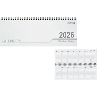 Stylex Schreibtischquerkalender 2026 Weiß
