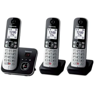 Panasonic KX-TG6863, DECT-Telefon, Anrufer-Identifikation, Schwarz, Silber
