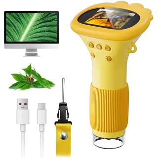 Digitales Mikroskop für Kinder, SGAINUL 1000x Zoom Mini-Mikroskopkamera für Kinder mit 2.0 Zoll Bildschirm Kindermikroskop Geburtstagsgeschenke im Alter von 6 7 8 9 10 11 12 Jahre (ORANGE)