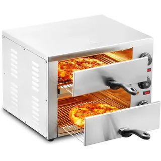 VEVOR Kommerzieller Pizzaofen Backofen, 2-lagig 305 mm, elektrischer Pizzaofen aus Edelstahl mit drei Drehknöpfen, Mehrzweck-Pizzamaker Indoor, zum Backen im Restaurant, zu Hause, Schwarz