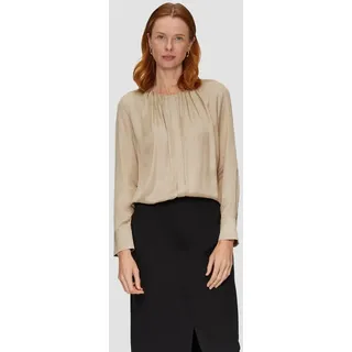S.Oliver BLACK LABEL Satinbluse mit Raffung und verdeckter Knopfleiste beige 38 - 38