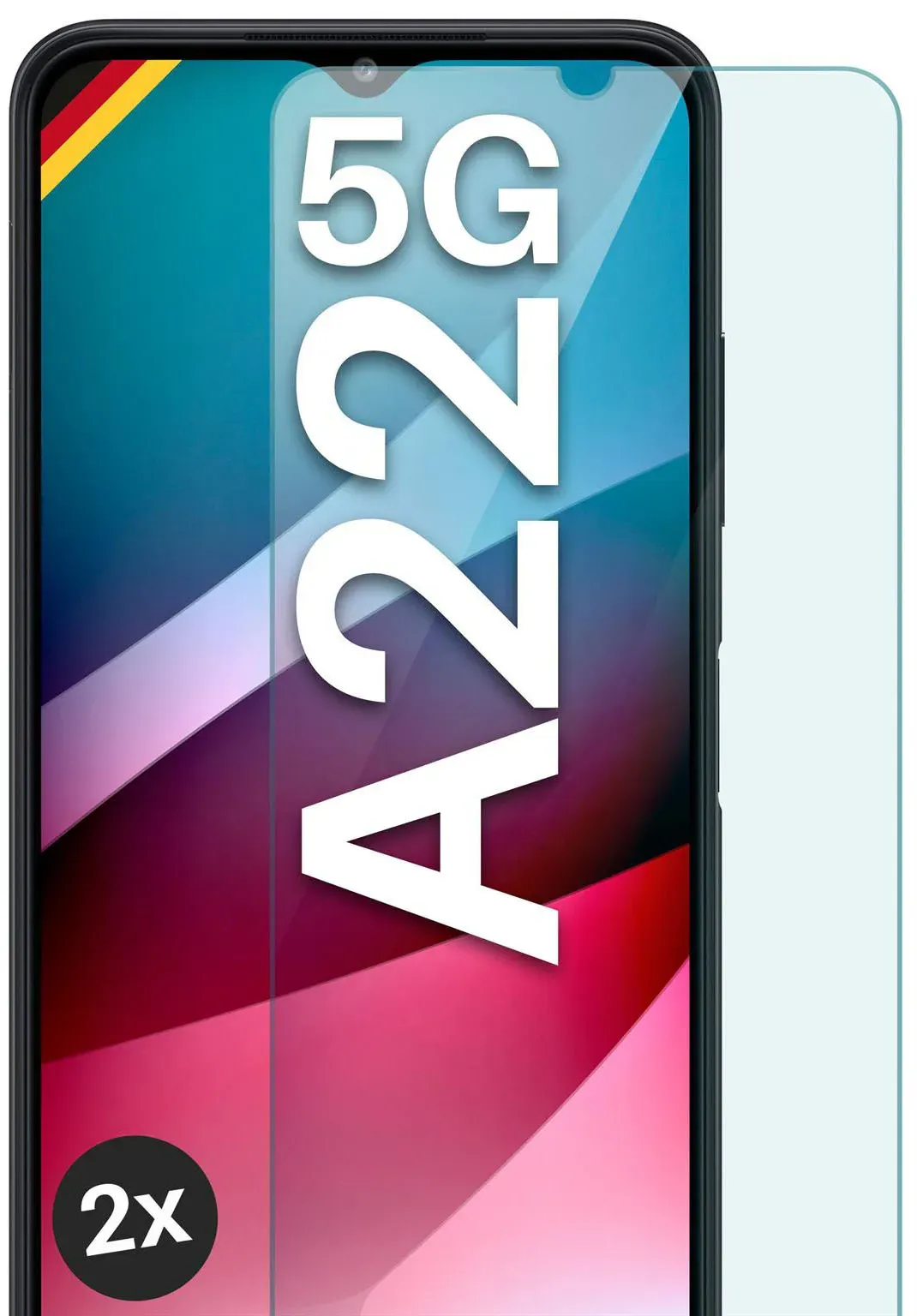 moex Klares Panzerglas für Samsung Galaxy A22 5G – passgenaue 9H Schutzfolie für zuverlässigen Displayschutz – ShockProtect Klar