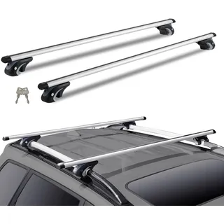 Vevor Dachträger Universal Dachgepäckträger Auto Alu Querträger 90 kg Tragkraft, für erhöhte Seitenschiene mit Lücke, passend Innenabstand des Dachbalkens 19- 118 cm, Rohrdurchmesser 28-68 mm