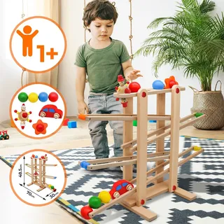 Infantastic® Kugelbahn Holz Murmelbahn Rollbahn Holzkugelbahn Motorikspielzeug