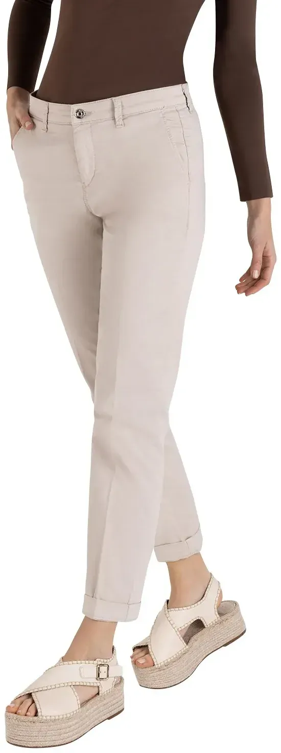 Mac Damen Chino Turn Up aus beigem Stretch Gabardine-D38