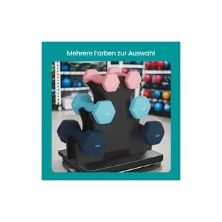 Songmics Kurzhantel Set Hexagon mit Hantelständer 2 x 1 kg, 2 x 2 kg, 2 x 3 kg, limettengrün, aquamarin, grau