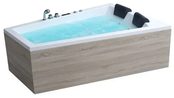 EAGO Whirlpool AWT GE105E mit Holzschürze, 180x130 cm, links