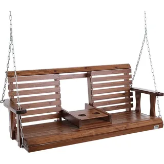 Vevor Hollywoodschaukel Zedernholz, 1523x710x600mm, Terrassenschaukel für Hof und Garten, verbesserte Tragkraft von ca. 400 kg, robuste Schaukelstuhlbank mit Aufhängeketten für den Außenbereich, braun