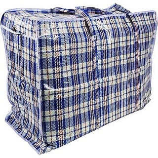 PLASTIKTASCHE Auswahl Jumbo Unterbettkommode Wäschetasche Aufbewahrungs Tasche kariert Auswahl XXL XL L GROß, Blau, 45x40x18 cm