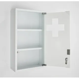Zedelmaier Medizinschrank Abschließbarer Medizinschrank aus Edelstahl,Medikamentenschrank (YX3001) Magnetverschluss, Kindersicher, abschließbar mit 2 Enden weiß