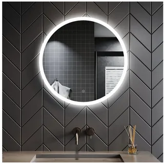 SONNI Badspiegel Rund Badezimmerspiegel mit Beleuchtung, Ø 80 cm / Ø 60 cm, Beschlagfrei-Funktion, LED, Touchschalter, Energiesparend Ø 60 cm