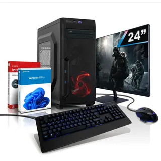 shinobee Komplett PC Entry Gaming/Multimedia Vega11 Computer mit 3 Jahren Garantie! | AMD Ryzen5 2400G, 8-Threads, 3.9 GHz | 32 GB DDR4 | 1000 GB SSD | Radeon Vega11 4GB | 24" | WLAN | Win11 | 6668