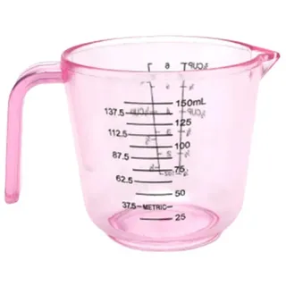 dragonaur-home decor 150/300/600ml Stapelbarer Griff Kunststoff Messbecher Wasser Milch Eierwaage Messbecher mit Ausguss Rosa 150ml