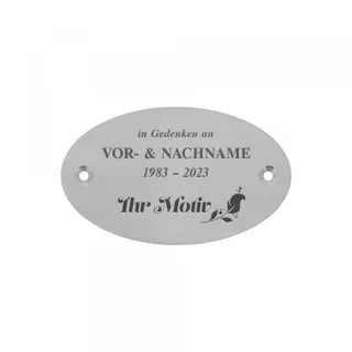 Grabschild aus Edelstahl oval (100 x 60 mm)