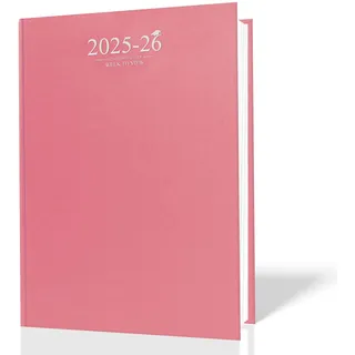 G4GADGET Schülerkalender 2025-2026, A5, Wochenansicht, Pink, mit Einband