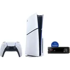 SAMSUNG Konsolen-Set "Disk Edition (Slim) + Samsung 990 PRO Heatsink interne SSD 1TB", schwarz-weiß (weiß, schwarz), B:35,8cm H:9,6cm T:21,6cm, Spielekonsolen, PlayStation5