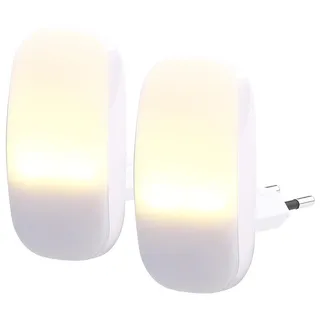 Lunartec Steckerleuchte: 2 kompakte LED-Steckdosen-Nachtlichter, Dämmerungssensor, 1 lm, 0,25 W (Nachtlicht Sensor, Kinderlicht Steckdose, Badezimmer)