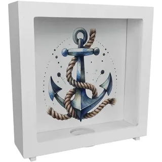 Anker Rahmen Spardose aus Holz Anker Rahmen Spardose aus Holz Maritime Segelschatz Truhe mit Seil Schiff Nautik Motiv der Anker für Ihr Geld