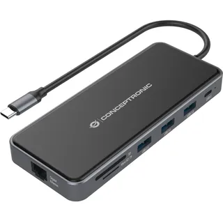 Conceptronic DONN15G 12-in-1 USB 3.2 Gen 1 Dockingstation, HDMI, VGA, Card-Reade