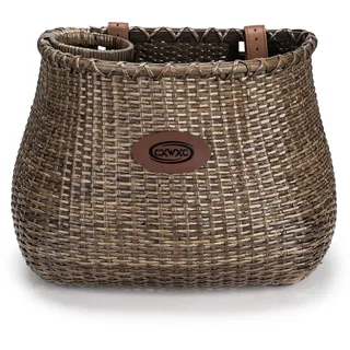 CXWXC Fahrradkorb – Handgefertigte Rattan-Fahrradkörbe für Mädchen und Frauen – Fahrradkorb vorne mit Kaffeetassenhalter für Beach Cruiser, Roller, Ebike (Dunkelbraun)
