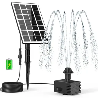 SZMP Solar Springbrunnen für aussen 3.5W DIY Solar Teichpumpe 2025 Upgraded,8 DIY Effekte mit 16.4ft Kabel,2000mAh Batterie,Solar schwimmender Fontäne Pumpe für Gartenteich,Vogel-Bad,Fisch-Behälter