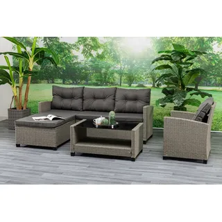 Gardissimo Polyrattan Ecklounge Turin, inklusive wasserabweisender Kissen