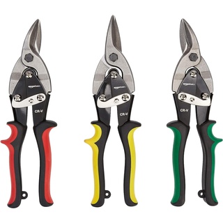 Amazon Basics Durchlaufblechscheren-Set, linker, rechter und gerader Schnitt, 3 Stück