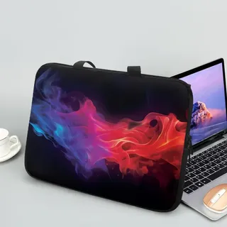 Hiseng Laptop-Tasche 10-17 Zoll Laptoptasche Business Büro Arbeit Computertasche, 3D-Flamme Schlanke Notebook Tasche (13",Rotviolett)