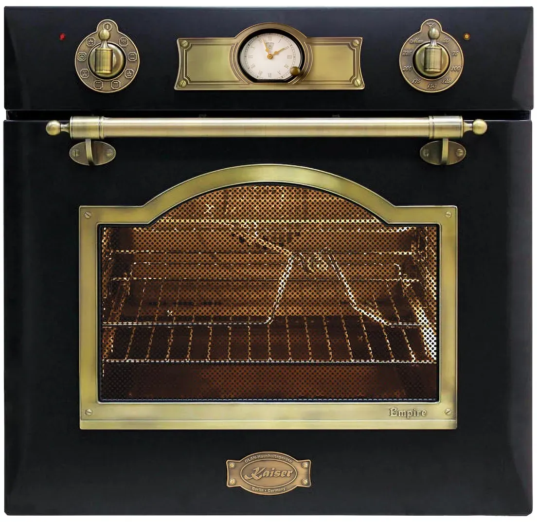 Kaiser EH 6355 Em Retro Elektro Einbau Backofen Autark 60cm 67L 8 Funktionen in Schwarz