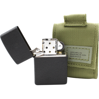 ZIPPO, Black Crackle Green Pouch Geschenkset, ZIPPO-Feuerzeug inkl. Feuerzeugbeutel