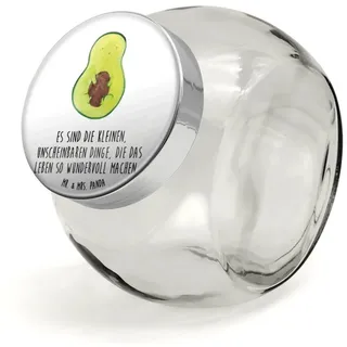 Mr. & Mrs. Panda Vorratsglas Avocado Kern XL 2000ml - Weiß - Geschenk, Spruch Leben, Bonbonglas Ru, Premium Glas, (Packung, 1-tlg., Bonbonglas Avocado mit Kern), Individuelles Design weiß 12 cm x 16 cm
