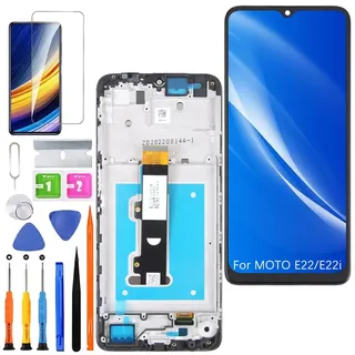 HLYGZX Ersatz Display für Motorola Moto E22 / E22i LCD Bildschirm, XT2239 Display Bildschirm Touch Digitizer Assembly Reparaturteile Kit(Schwarz mit Rahmen)