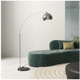 Homcom Stehlampe höhenverstellbar, schwenkbar Bogenlampe mit E27 Sockel, Silber