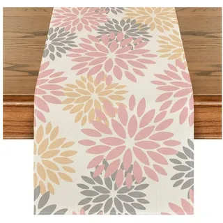 LuxusKollektion Tischläufer Tischläufer Blumen Dahlien Frühling Dekoration Party 40 x 300 cm Rosa bunt