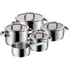 WMF Function Kochgeschirr-Set 9-teilig, Edelstahl, kühle Griffe, innere Messmarkierungen, Pfanne + Kochtopf, Silber