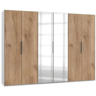 Level 300 x 216 x 58 cm Plankeneiche Nachbildung/weiß mit Spiegeltüren