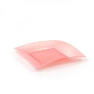 Sovie Tableware Dessertteller aus Plastik (PP), Perlmutt-Rosa, 180x180mm, 8 Stück - Einweg Teller Geschirr Kuchenteller
