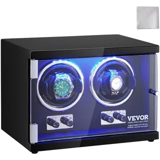 Vevor Uhrenbeweger für 2 Automatikuhren mit LED-Beleuchtung 150–207 mm Schwarz