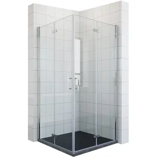 Duschkabine Eckeinstieg 90x90 Dusche 180° Falttür Duschwand NANO Duschabtrennung