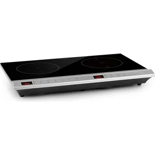 Klarstein MisterCook Kochplatte Infrarot-Kochfeld, Leistungs- und Temperaturstufen, Timer, Touchbedinung, Überhitzungs- und Überspannungsschutz, 2 Kochzonen, 3000W, silber