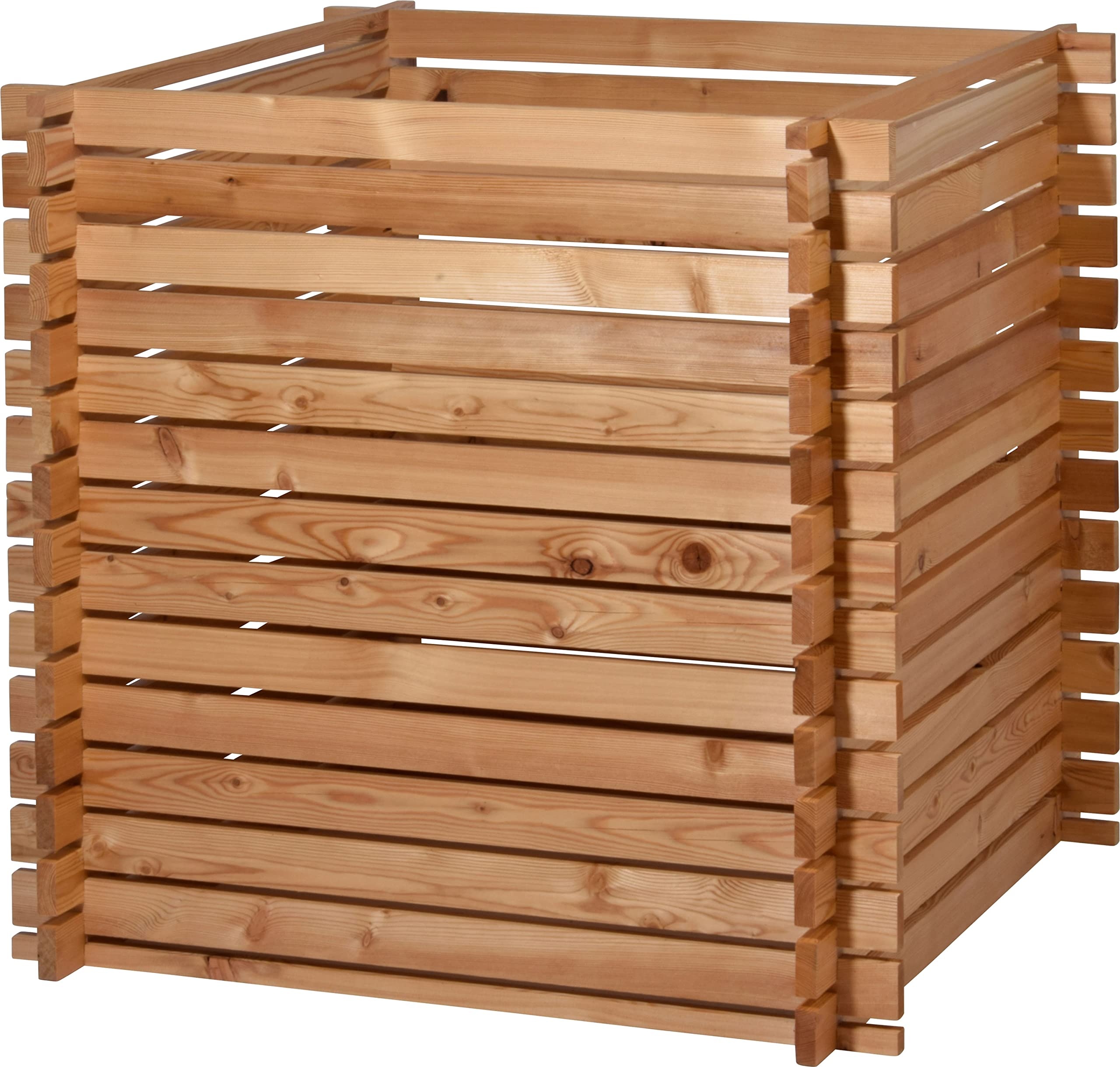 Bild 58630FSCe Quadratischer Holz-Komposter Lärchi - Kompostbehälter mit Stecksystem - witterungsbeständiger Kompostierer - 79 x 79 x 79 cm l Lärche - Natur