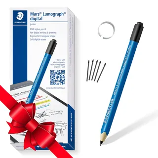 Staedtler Mars digital Jumbo 180J 22. EMR Stylus mit weichem digitalen Radierer. Eingabestift für digitales Schreiben, Zeichnen und Radieren auf EMR Touchscreens (4.096 Druckstufen, 0.7 mm Spitze)