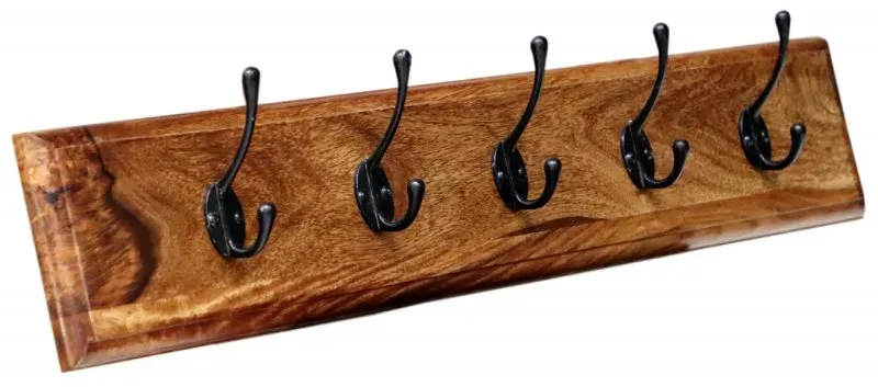 Wandgarderobe mit 5 Haken Jali 80x15x2,5 aus indischem Sheesham-Massivholz