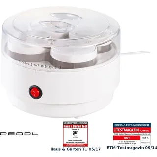 PEARL Joghurt-Maker mit 4 Portions-Gläsern je 150 ml, spülmaschinengeeignet