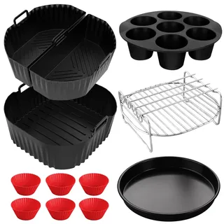 Silikonform Heißluftfritteuse für Cosori TurboBlaze 5,5L/6L/6,2L/6,4L, Philips XXL 8,3L, Russell Hobbs 8L/8.3L, Airfryer Zubehör Backform Grillrost Kuchenformen für Philips 2000 Serie 6.2L NA230