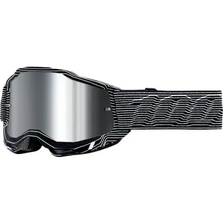 100% Accuri 2 Silo Crossbrille verspiegelt Schwarz/Weiß Silber Verspiegelt