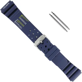 Uhrbanddealer Uhrenarmband Unisex 18mm, Ersatzband Taucher Silikon, Blau ND Limits Typ, Set 19218