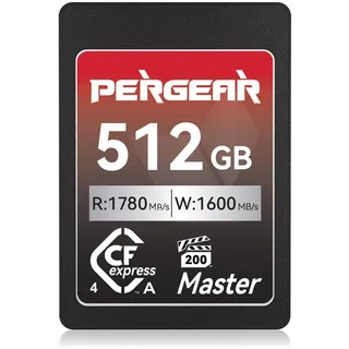Pergear 512GB CFexpress 4.0 Typ A-Speicherkarte, Bis zu 1780MB/s Lesegeschwindigkeit und 1600MB/s Schreibgeschwindigkeit für 4K 120P, 8K 30P(Master Series), Kompatibel mit Sony Alpha und FX-Kameras