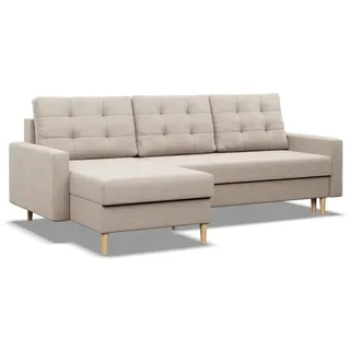 mebligo Eckcouch Textil 3-Sitzer Beige
