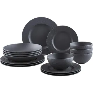 Villeroy & Boch Kombiservice 16-tlg. Schwarz Keramik, 16-teilig, 430 ml, , Geschirr, Geschirrserien